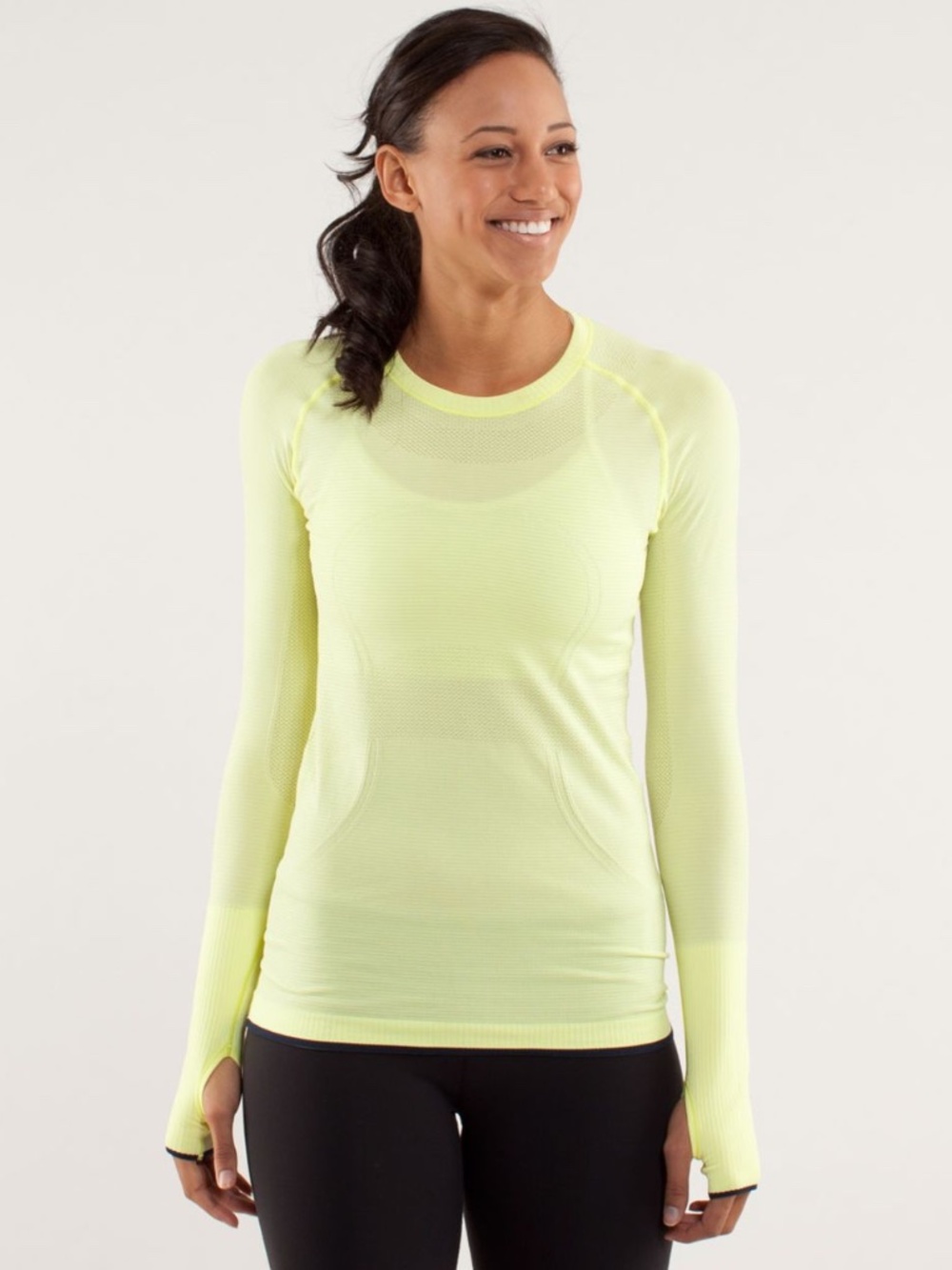 Lululemon Run: Swiftly Tech Long Sleeve | Clarity Yellow/Inkwell | Size 6